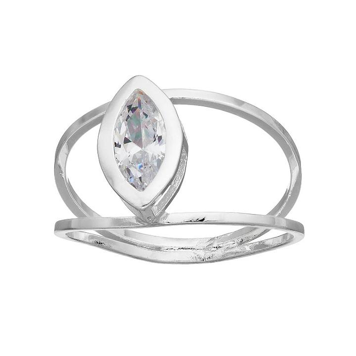 Lc Lauren Conrad Cubic Zirconia Marquise Double Band Ring, Women's, Size: 7, Silver