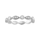 1/4 Carat T.w. Diamond 14k White Gold Scalloped Stack Ring, Women's, Size: 7