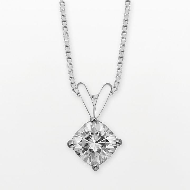 Forever Brilliant 14k White Gold Cushion-cut 1 1/10-ct. T.w. Lab-created Moissanite Pendant, Women's, Size: 18