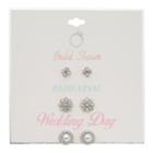 Bridal Simulated Crystal Stud Nickel Free Earring Set, Women's, Silver