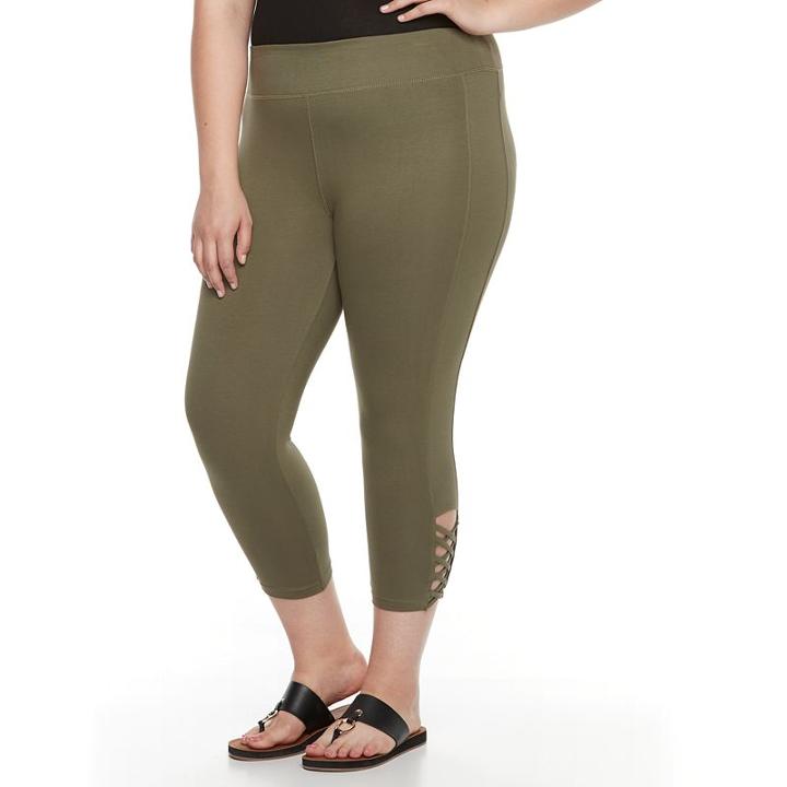 Plus Size French Laundry Cutout Capri Leggings, Women's, Size: 3xl, Green Oth