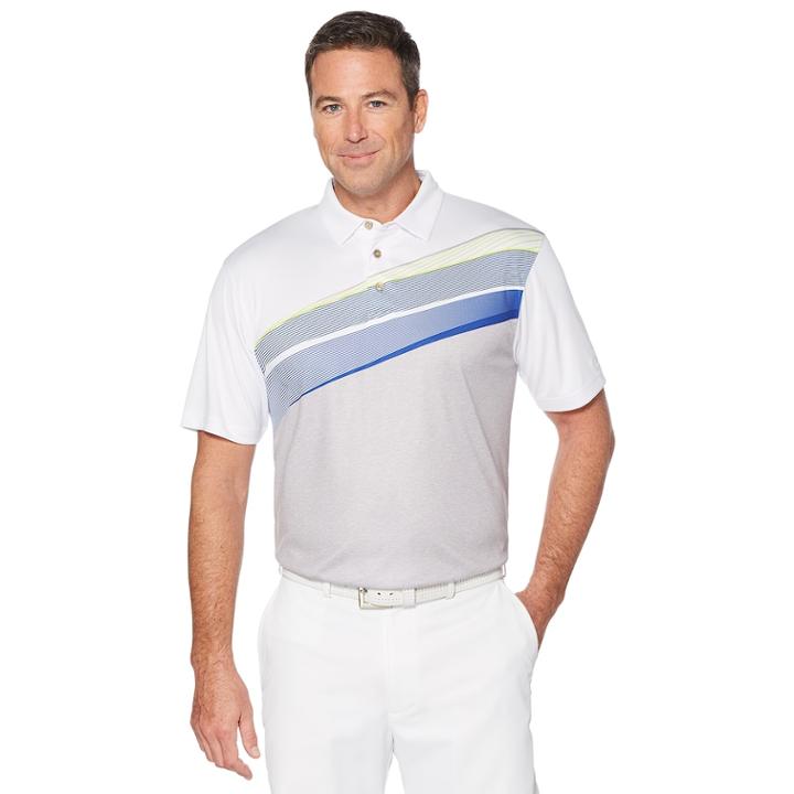 Men's Grand Slam On Course Regular-fit Optical Geo Stretch Performance Golf Polo, Size: Xl, White