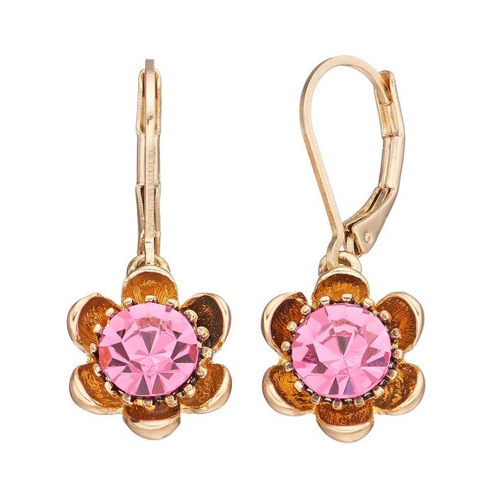 Napier Simulated Crystal Flower Nickel Free Drop Earrings, Women's, Pink