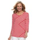 Women's Cathy Daniels Diagonal Stripe Top, Size: Xl, Med Red