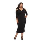 Plus Size Jennifer Lopez Ruched Cold-shoulder Sheath Dress, Women's, Size: 1xl, Black