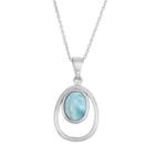 Larimar Sterling Silver Double Oval Pendant Necklace, Women's, Size: 18, Blue