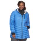 Plus Size Halitech Lightweight Packable Puffer Coat With Hood, Women's, Size: 3xl, Blue