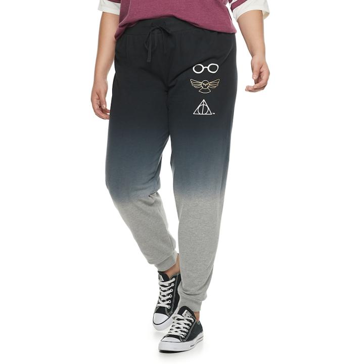 Juniors' Plus Size Harry Potter Icons Dip-dyed Jogger Sweatpants, Teens, Size: 1xl, Grey