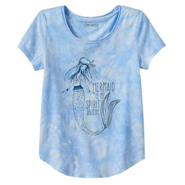 Girls 7-16 Mudd&reg; Raw Edge Scoopneck Graphic Tee, Girl's, Size: 16, Blue (navy)