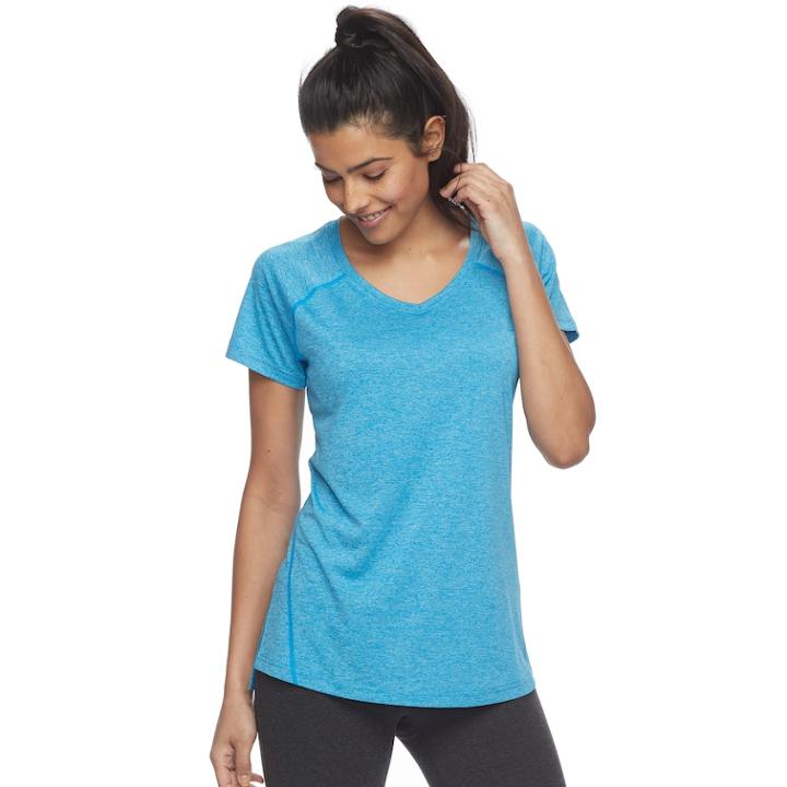 Women's Tek Gear&reg; Performance Base Layer Side Slit Tee, Size: Medium, Med Blue