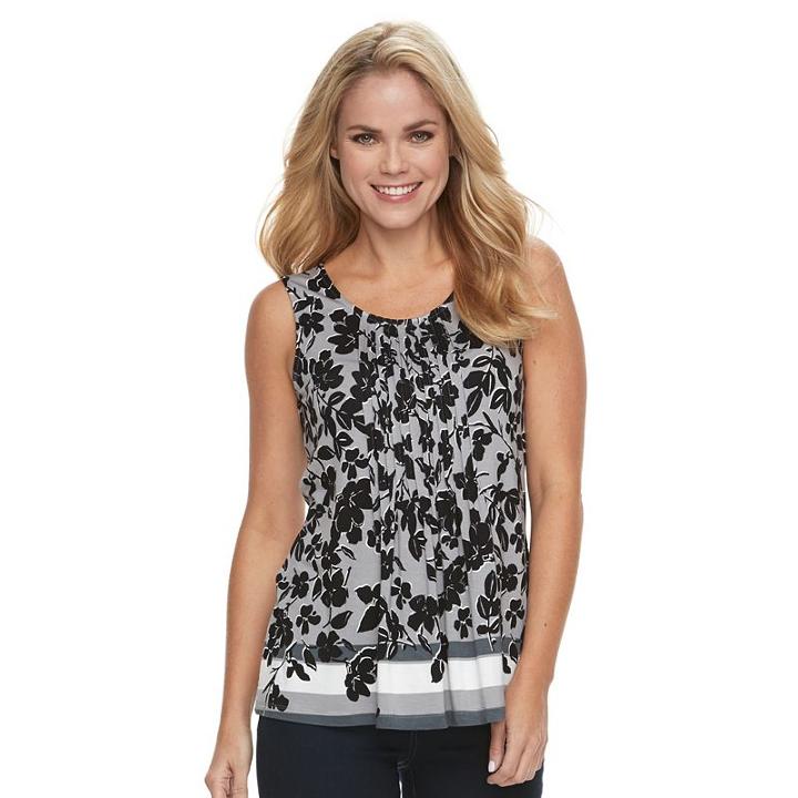 Petite Croft & Barrow® Pintuck Tank, Women's, Size: Xs Petite, Grey