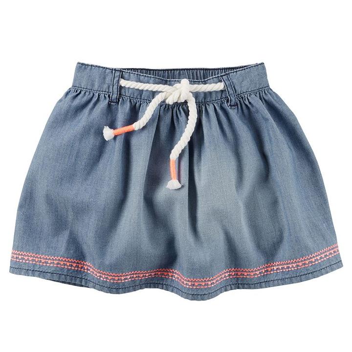 Girls 4-8 Carter's Embroidered Denim Skirt, Girl's, Size: 5, Blue Other