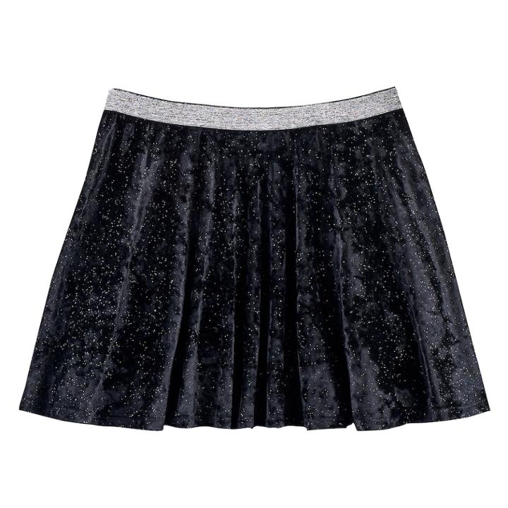 Girls Plus Size So&reg; Metallic Crushed Velvet Circle Skirt, Size: 14 1/2, Oxford