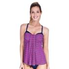 Women's Mazu Swim Tummy Slimmer Drape-front Tankini Top, Size: 12, Blue (navy)