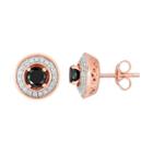 1 Carat T.w. Black And White Diamond Rose Gold Tone Over Silver And Sterling Silver Halo Stud Earrings, Women's