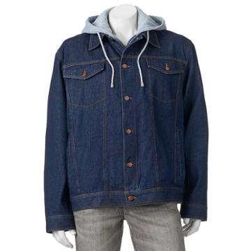 Men's Domini Hooded Denim Jackets, Size: Xl, Dark Blue