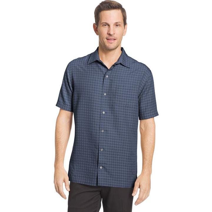 Big & Tall Van Heusen Classic-fit Grid Button-down Shirt, Men's, Size: Xxl Tall, Med Blue