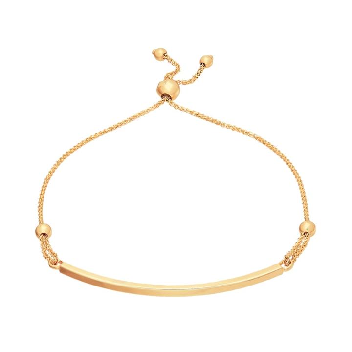 Everlasting Gold 10k Gold Curved Bar Bolo Bracelet, Women's, Size: 9, White