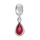 Individuality Beads Sterling Silver Cubic Zirconia Teardrop Charm, Women's, Red