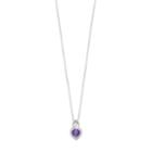 Sterling Silver Amethyst & Lab-created White Sapphire Heart Halo Pendant, Women's, Size: 18, Purple