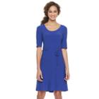 Women's Nina Leonard Belted Fit & Flare Dress, Size: Xl, Blue Other