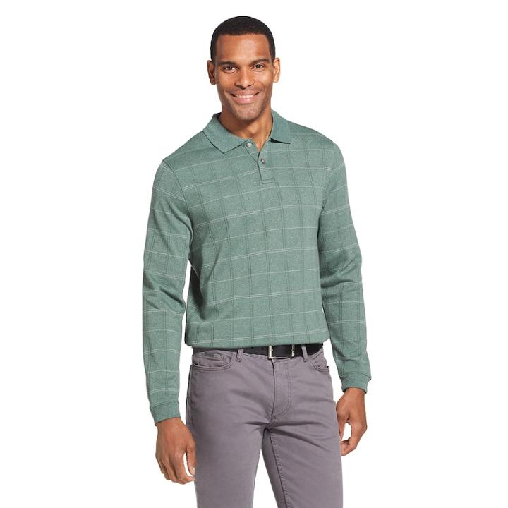 Men's Van Heusen Flex Classic-fit Windowpane Polo, Size: Large, Brt Green