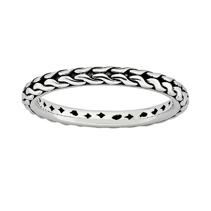 Stacks And Stones Sterling Silver Braided Stack Ring, Women's, Size: 7, Grey