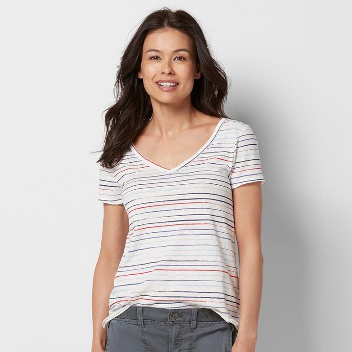 Petite Sonoma Goods For Life&trade; Double-v-neck Tee, Women's, Size: Xl Petite, Med Red