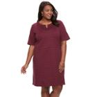 Plus Size Women's Croft & Barrow&reg; Embroidered Dress, Size: 2xl, Dark Red