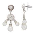 Napier Simulated Pearl & Silver-tone Chandelier Earrings, Women's, White