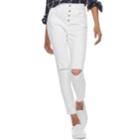 Junior's So High Rise Destructed Ankle Jeggings, Teens, Size: 9, White