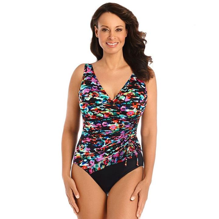 Women's Great Lengths Tummy Slimmer Floral One-piece Swimsuit, Size: 8, Ovrfl Oth