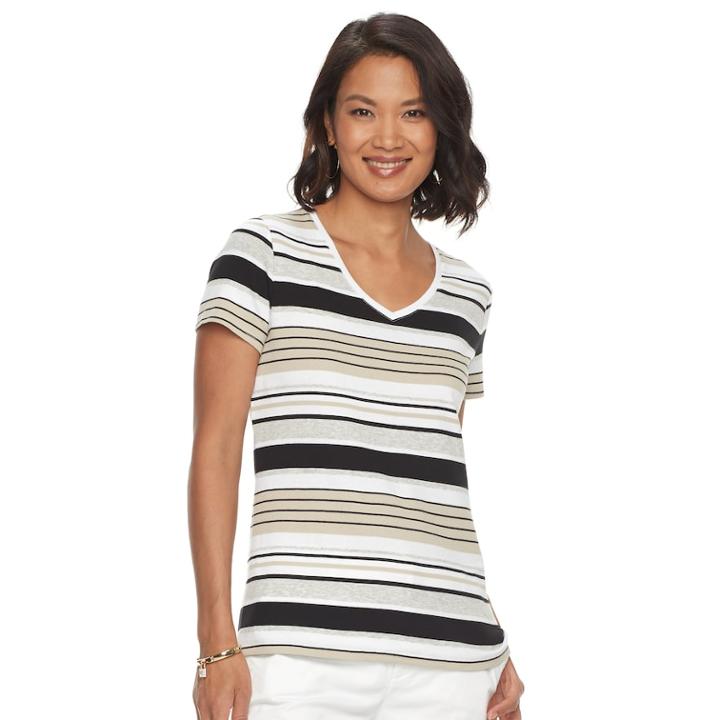 Women's Croft & Barrow&reg; Essential V-neck Tee, Size: Xs, Light Grey