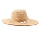 Women's Scala Braided Raffia Floppy Hat With Charms, White