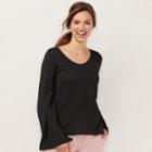 Women's Lc Lauren Conrad Flare-sleeve Top, Size: Xl, Black