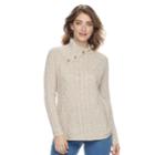 Women's Croft & Barrow&reg; Cable-knit Splitneck Sweater, Size: Large, Med Beige