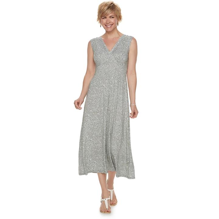 Women's Croft & Barrow&reg; Print Surplice Midi Dress, Size: Small, Med Green
