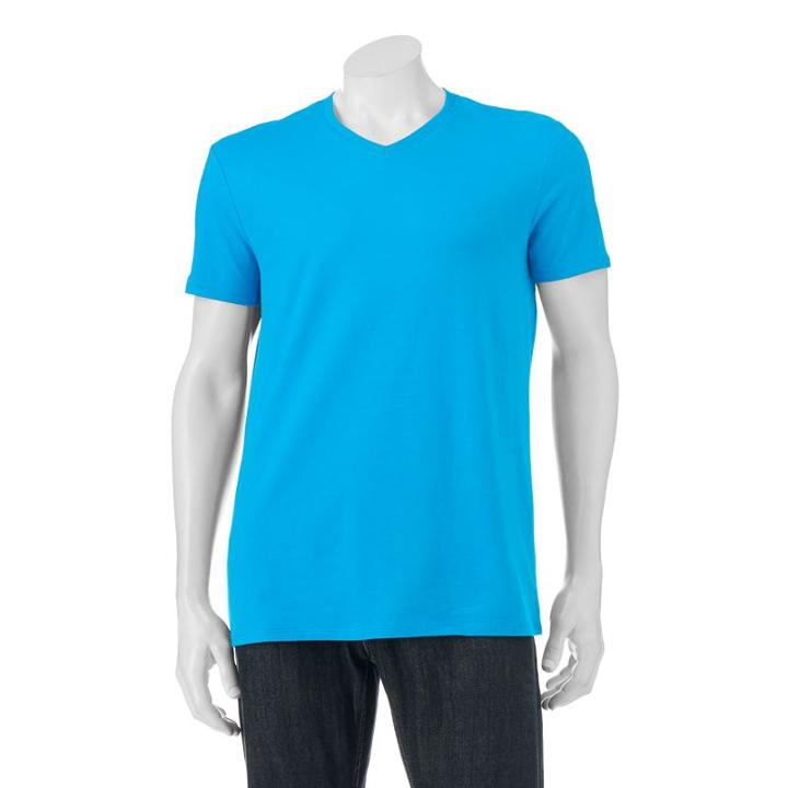 Men's Apt. 9 Solid V-neck Tee, Size: Xxl, Turquoise/blue (turq/aqua)