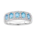 10k White Gold Swiss Blue Topaz & 1/4 Carat T.w. Diamond 5-stone Ring, Women's, Size: 7