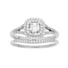 10k Gold 1/2 Carat T.w. Diamond Cushion Halo Engagement Ring Set, Women's, Size: 7, White
