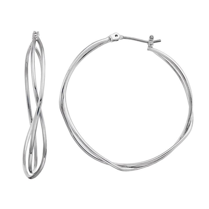 Simply Vera Vera Wang Silver Tone Twist Hoop Earrings, Women's