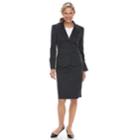 Women's Le Suit Herringbone Jacket & Skirt Suit, Size: 16, Blue (navy)