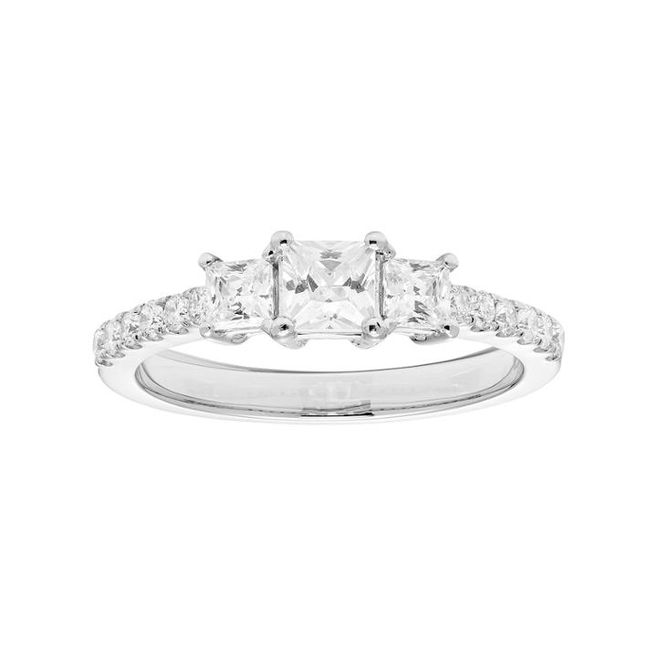Platinum 1 Carat T.w. Igl Certified Diamond 3-stone Princess Cut Engagement Ring, Women's, Size: 8, White