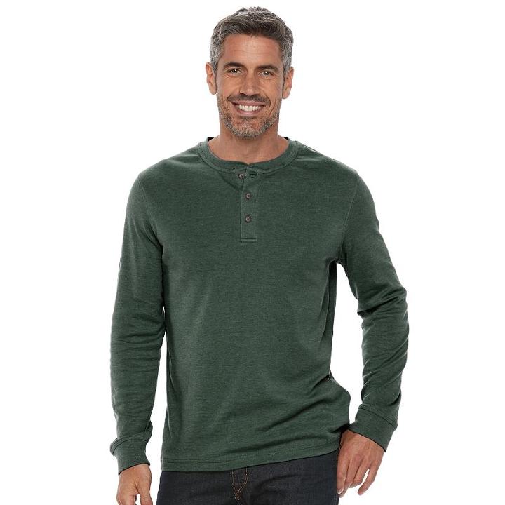 Men's Croft & Barrow&reg; Classic-fit Stretch Henley, Size: Large, Dark Green