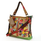 Amerileather Rosalie Leather And Canvas Floral Patched Convertible Tote, Women's, Multicolor