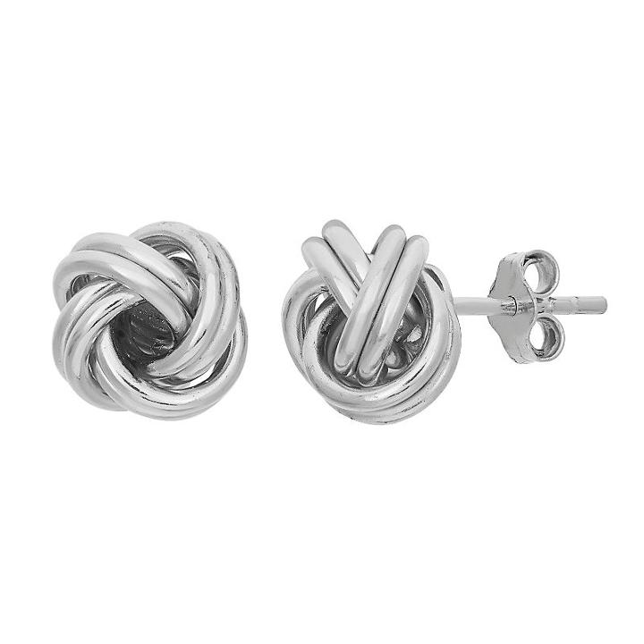 Sterling Silver Love Knot Button Stud Earrings, Women's, Grey