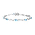 10k White Gold Swiss Blue Topaz & 1/5 Carat T.w. Diamond Infinity Link Bracelet, Women's, Size: 7.5