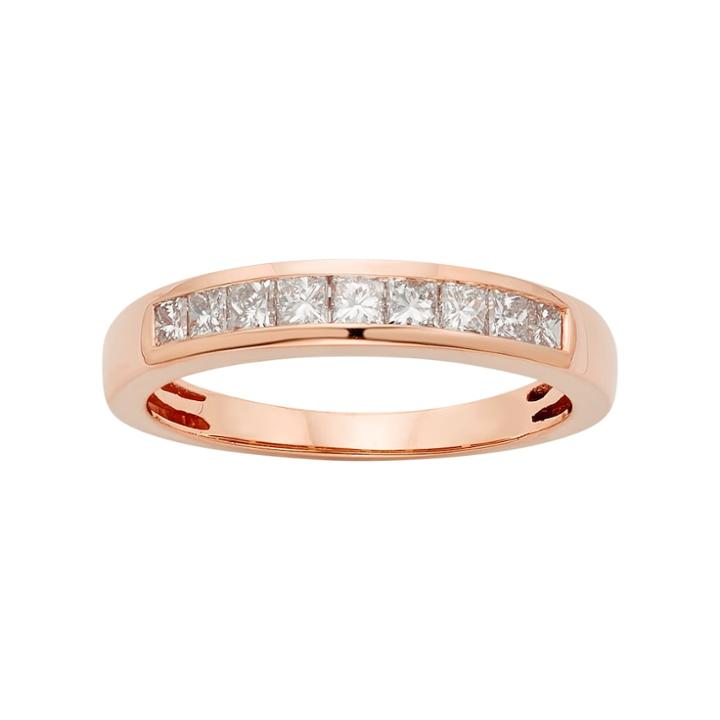 14k Rose Gold 1/2 Carat T.w. Igl Certified Diamond Anniversary Ring, Women's, Size: 8, White