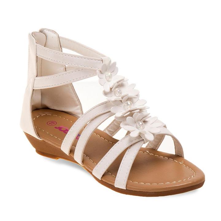Josmo Girls' Closed-back Floral Sandals, Girl's, Size: 3, White
