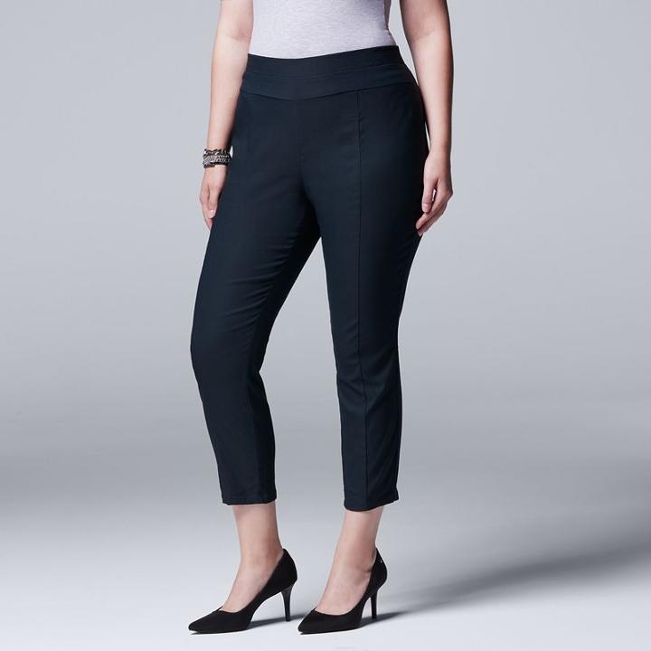 Plus Size Simply Vera Vera Wang Twill Crop Pants, Women's, Size: 22 W, Blue (navy)